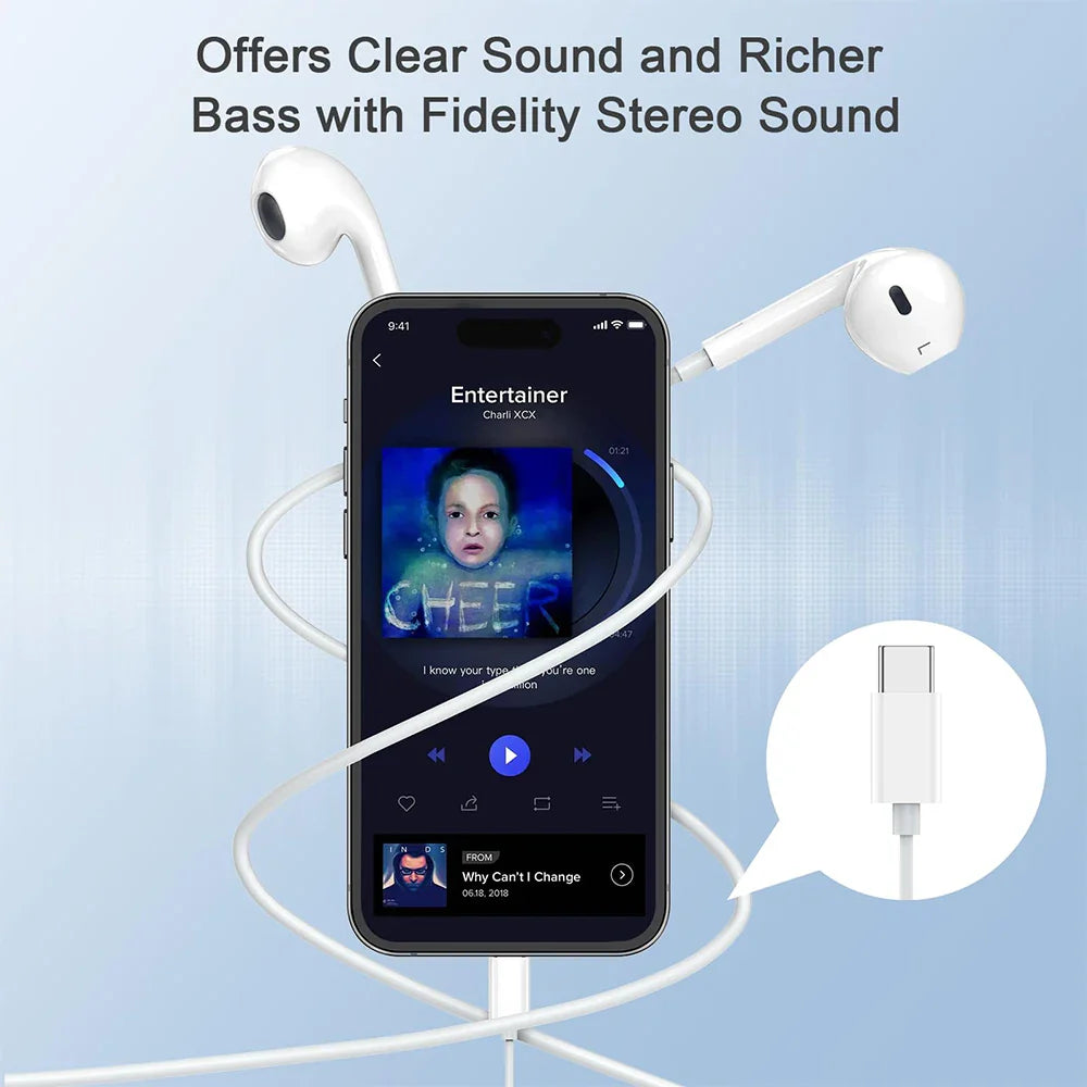 Original Wired Earphones – Compatible with iPhone 12-17, Samsung, Lightning, USB-C & 3.5mm Devices