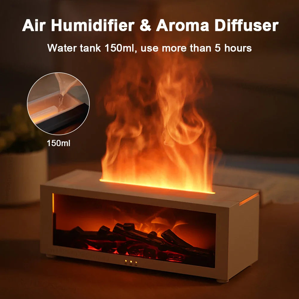Air Humidifier & Essential Oil Diffuser – Home Aroma Humidifier with Flame Effect, LED Light, and Remote Control