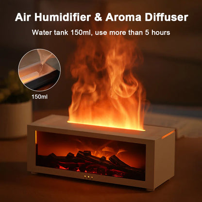 Air Humidifier & Essential Oil Diffuser – Home Aroma Humidifier with Flame Effect, LED Light, and Remote Control