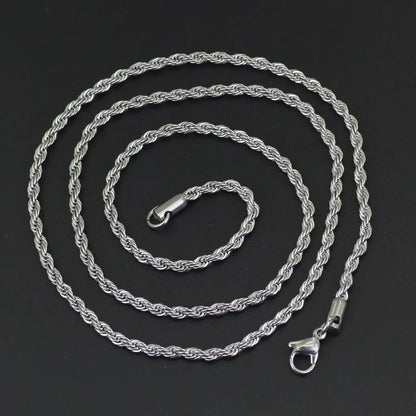 304 Stainless Steel Twist Rope Chain Necklace – PVD Gold Plated, 2-5mm Width for Men & Women, Fashion Accessories