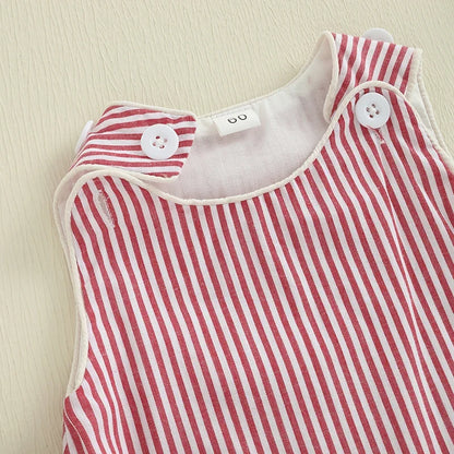 Infant Striped Sleeveless Romper - Baby Snap Closure Summer Jumpsuit