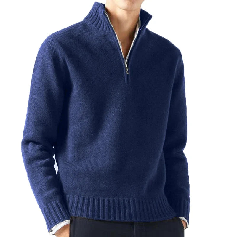 Men's Autumn Turtleneck Sweater - Solid Color Long Sleeve Knit Pullover Casual Warm Daily Coat