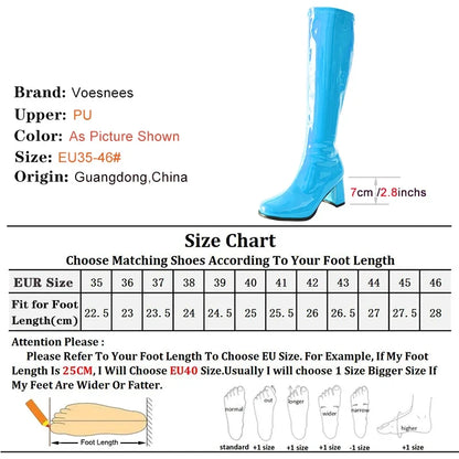 Women’s 7cm Retro Gogo Boots - Custom Color Knee-High Square Heel Party Boots with Zip