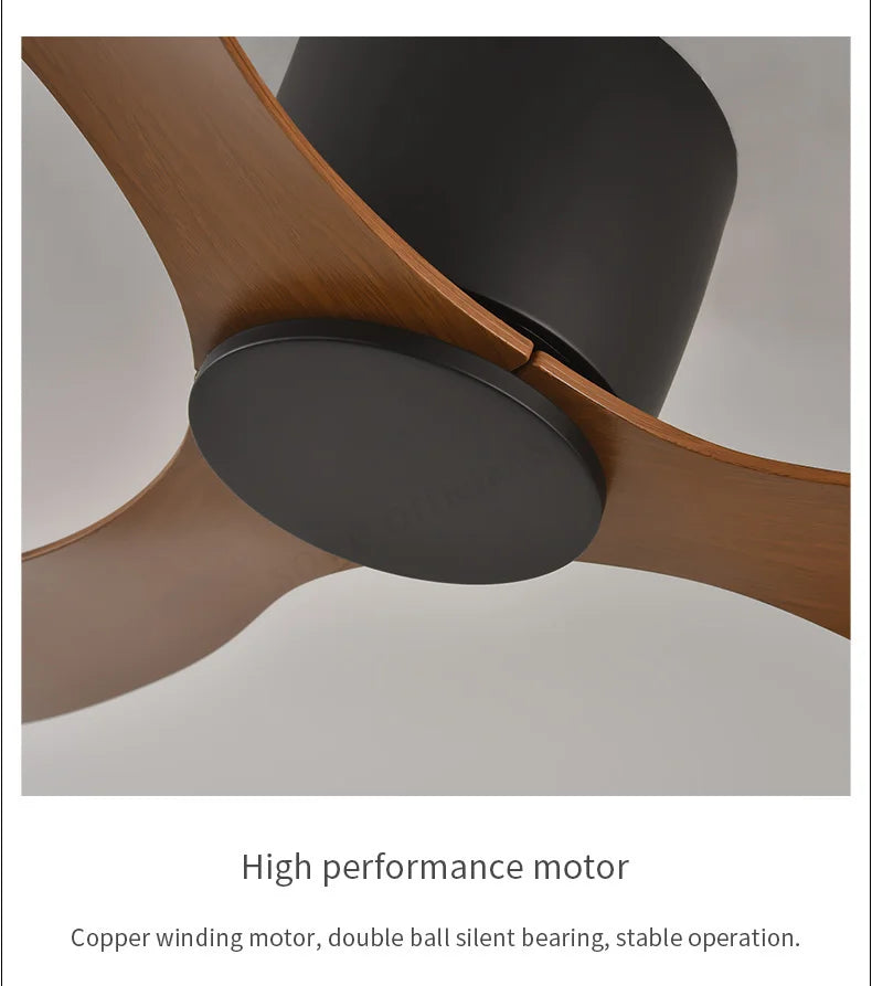 SOVE Modern Black & White Low Floor Ceiling Fan – 30W DC Motor with Remote Control, No Light, 220V