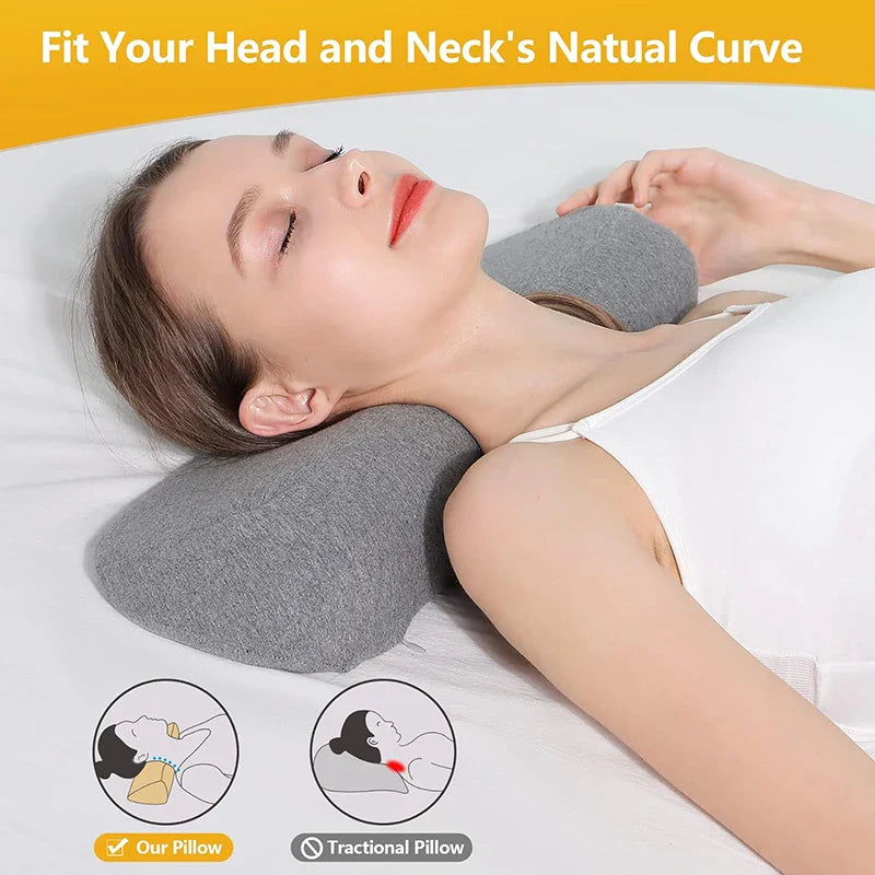 Ergonomic Memory Foam Cervical Pillow | Orthopedic Contour Neck Pillow for Side Sleepers | Supportive Bed Sleeping Pillow