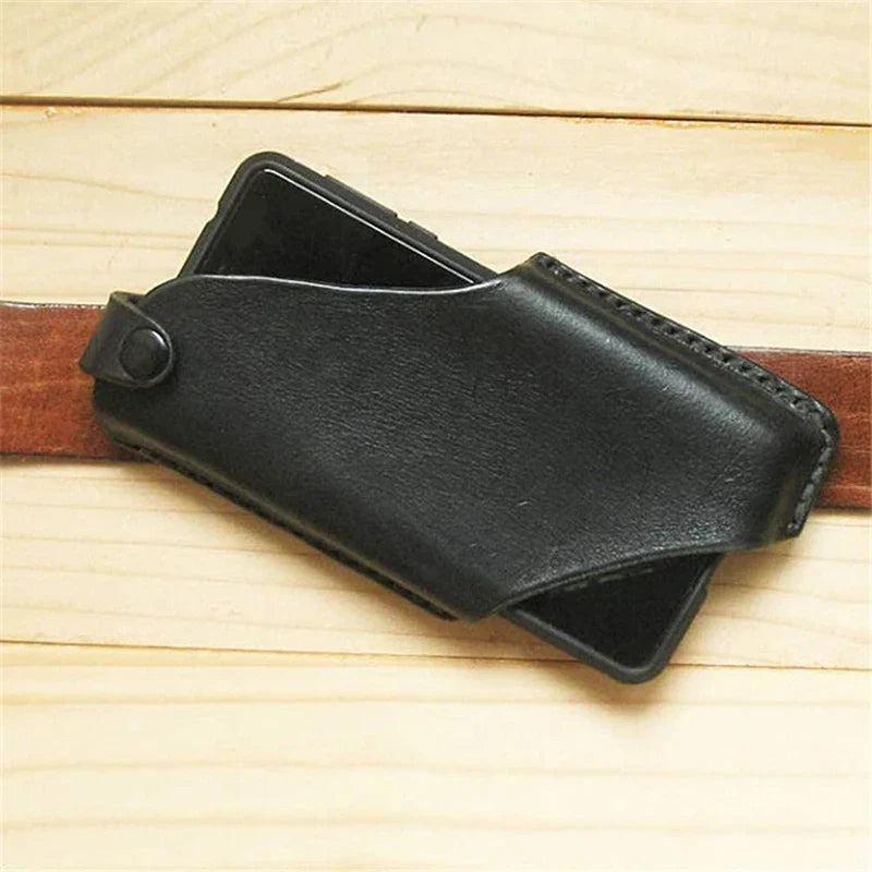 Leather Men’s Phone Case Pouch, Belt Waist Bag for iPhone, Cellphone Holster, Wallet & Purse Waist Pack Holder