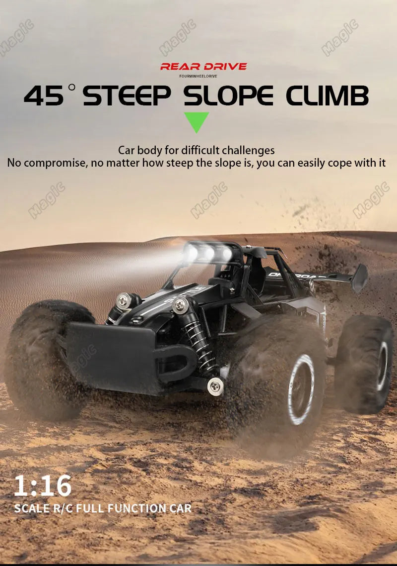 DK087 1:16 2WD Brushless High-Speed RC Drift Car – Off-Road Remote Control Truck with LED Lights, 20KM/H Racing Toy Model