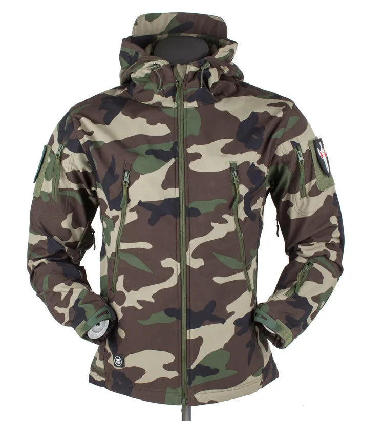 2024 Tactical Soft Shell Jacket for Men - Windproof Waterproof Breathable Fleece Hooded Combat Coat