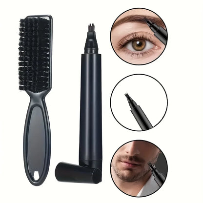 Beard Filling Pen Kit - Waterproof Beard Enhancer Pencil with Shaping Brush