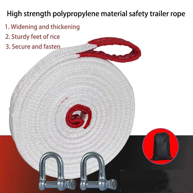 10T Car Tow Rope - 4M 5M 7M Heavy Duty Trailer & Off-Road Vehicle Rescue Strap