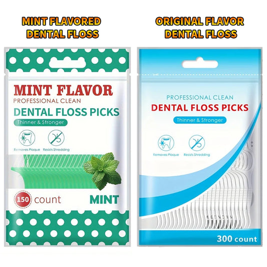 50/150/300PCS Mint & Original Dental Floss Picks – Interdental Cleaning Tools in Two Styles