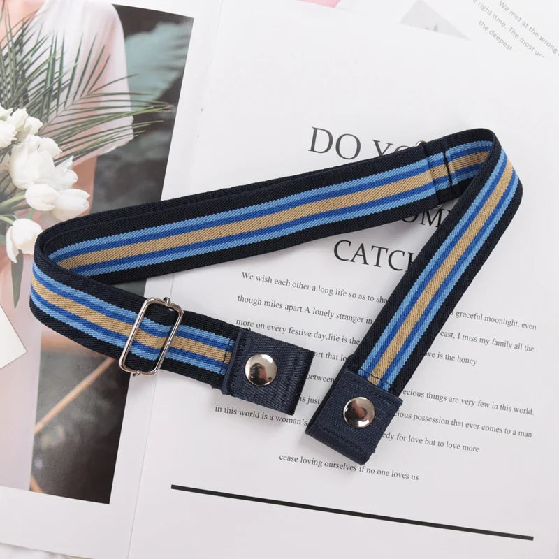 Elastic Buckle-Free Canvas Belt for Women – Stretch Waist Belt for Jeans & Pants, Invisible Lazy Belt