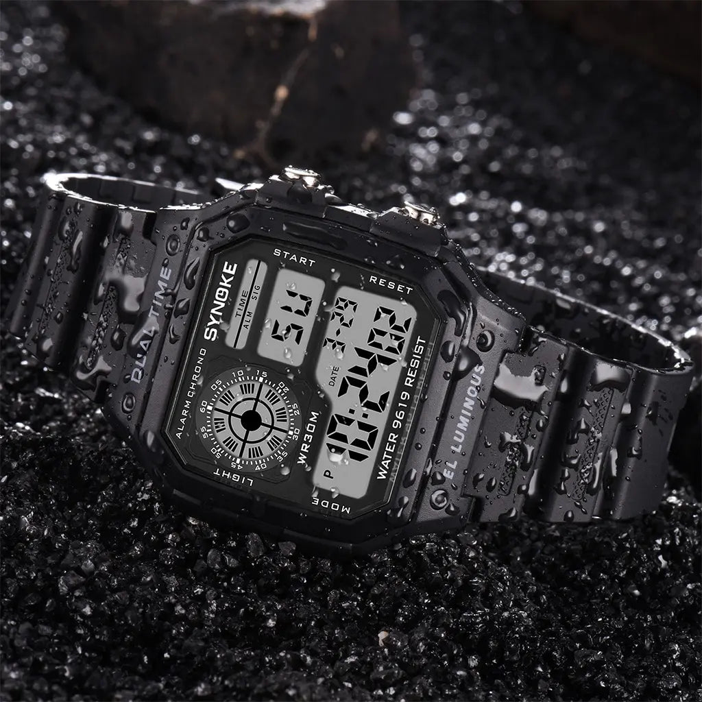 SYNOKE Men's Military Sports Digital Watch – Waterproof Luminous Chronograph Wristwatch