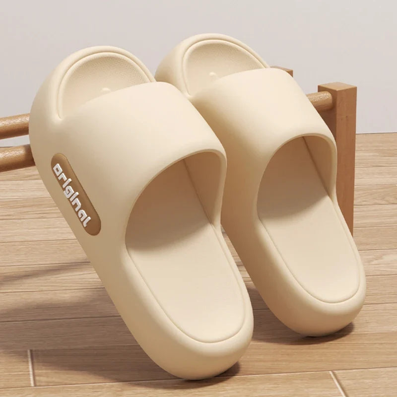 Cloud Platform Slippers for Women - Thick Soft Sole Letter Print Beach Slides for Comfortable Everyday Wear
