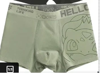 Pokemon Anime Men's Boxer Briefs — Charmander, Charizard, Bulbasaur, Gengar & Pikachu Antibacterial Underwear Shorts Gift