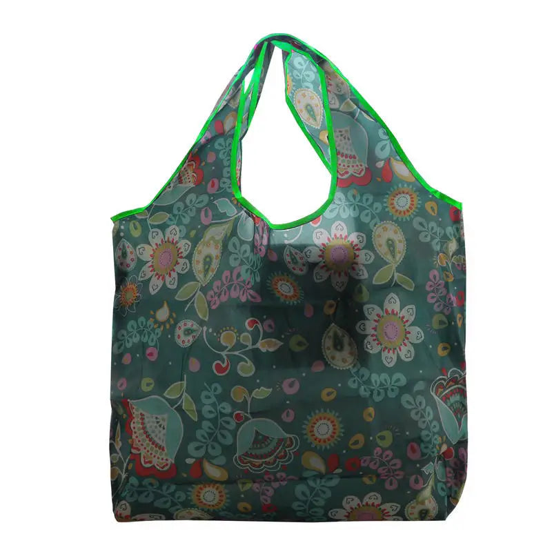 Portable Foldable Shopping Bag – Large Capacity Nylon Tote with Fashion Prints, Lightweight Reusable Travel & Grocery Essential Bag