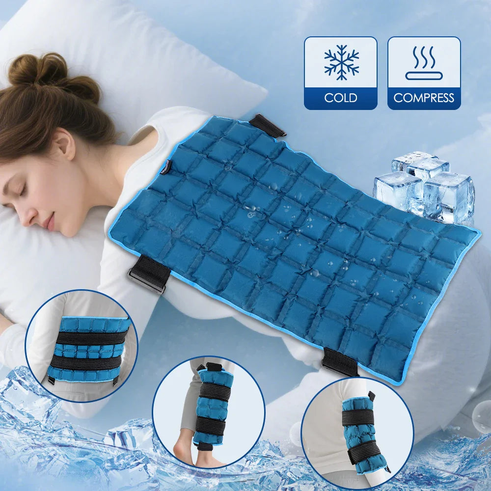 Large 13x22 Inch Reusable Ice Pack — Hot & Cold Wrap for Back, Knee, Leg, Neck, Shoulder & Hip Pain Relief