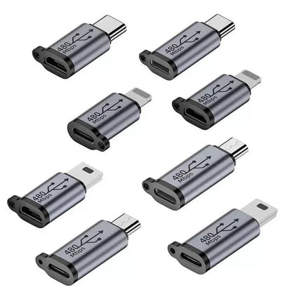Multi Connector Adapter - Type C Female to Mini USB, Micro USB & iOS Conversion Adapter for Universal Device Compatibility