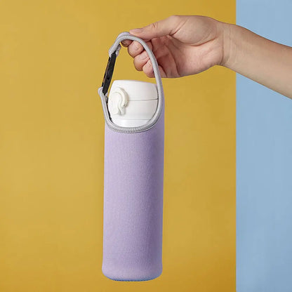 450-600ML Neoprene Water Bottle Cover Bag - Insulated Pouch Holder with Shoulder Strap for Sports & Camping