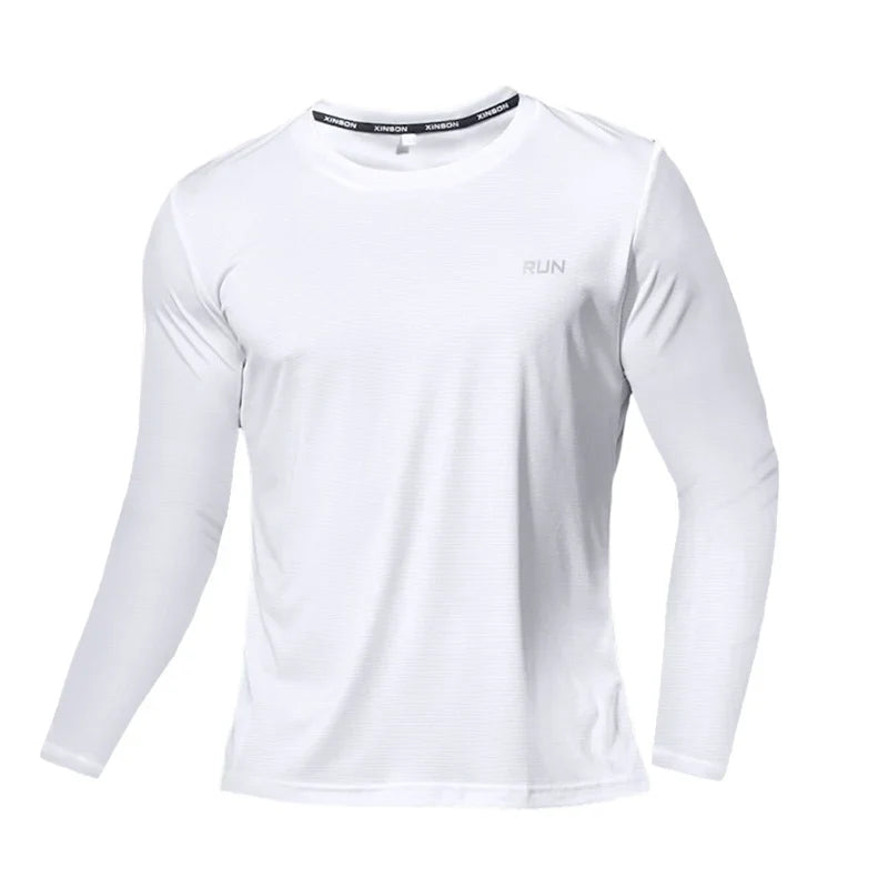 Men's Summer Ice Silk Long Sleeve T-Shirt – Quick Dry, Breathable Sun Protection for Outdoor Running