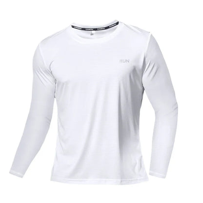 Men's Summer Ice Silk Long Sleeve T-Shirt – Quick Dry, Breathable Sun Protection for Outdoor Running