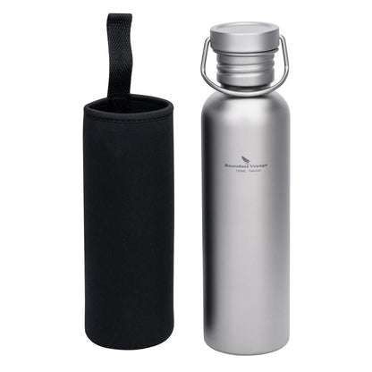 Wide Mouth Titanium Water Bottle - Reusable Sports Drinking Bottle for Camping, Hiking, Climbing, Running & Travel
