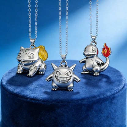 Anime Monster Alloy Pendant Necklace - Bulbasaur Charmander Gengar Character Jewelry Gift