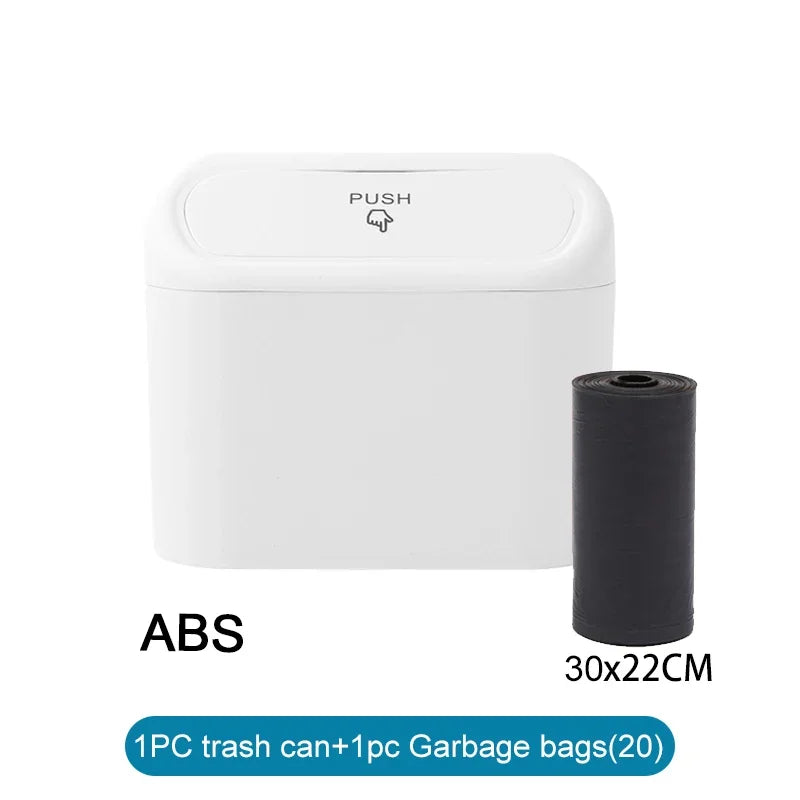Mini Car Trash Can with Lid - Leak-Proof Auto Waste Bin with 60 Garbage Bags Car Accessory
