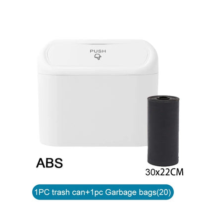 Mini Car Trash Can with Lid - Leak-Proof Auto Waste Bin with 60 Garbage Bags Car Accessory