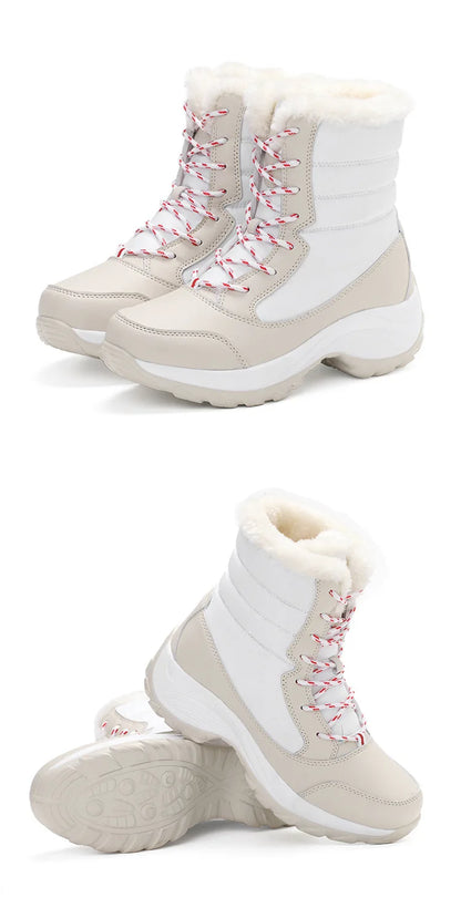Women's Winter Snow Boots – Plush Lined Platform Flat Casual Shoes for Warmth and Comfort