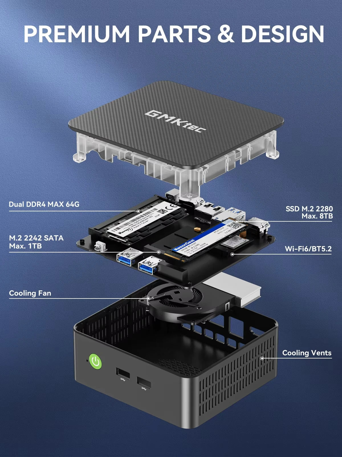 GMKtec G3 Pro Mini PC - Intel Core i3-10110U Windows 11 Pro Desktop Computer with WiFi 6 & Dual M.2 SSD