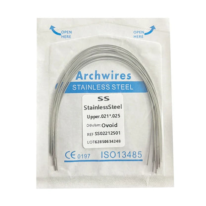 10PCS Dental Orthodontic Arch Wire Set - Stainless Steel Round & Rectangular Dentist Ovoid Form Material