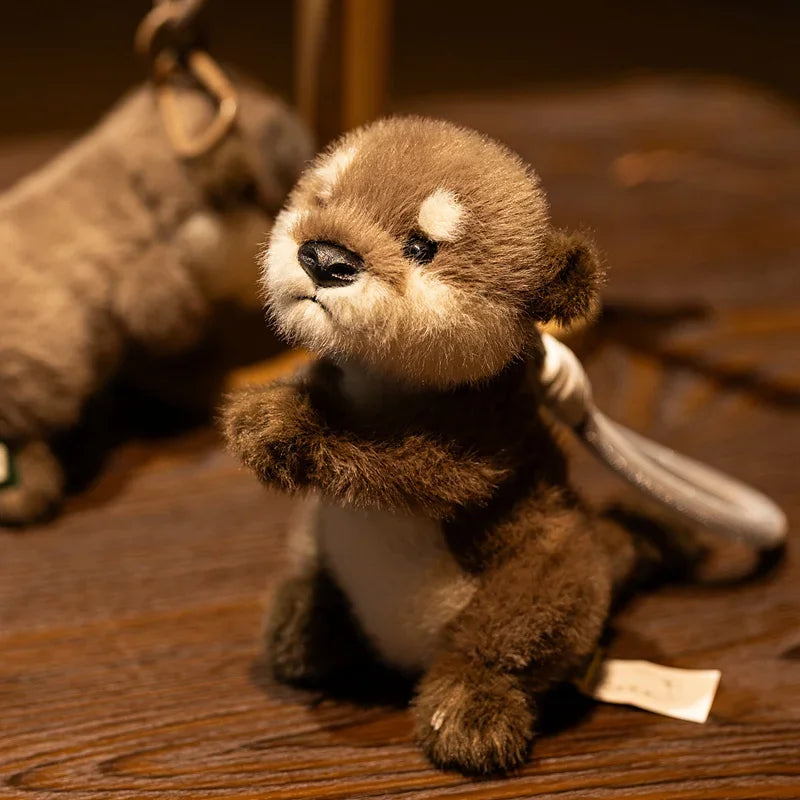 Cute Otter Plush Keychain - Soft Realistic Animal Pendant for Bags and Gifts