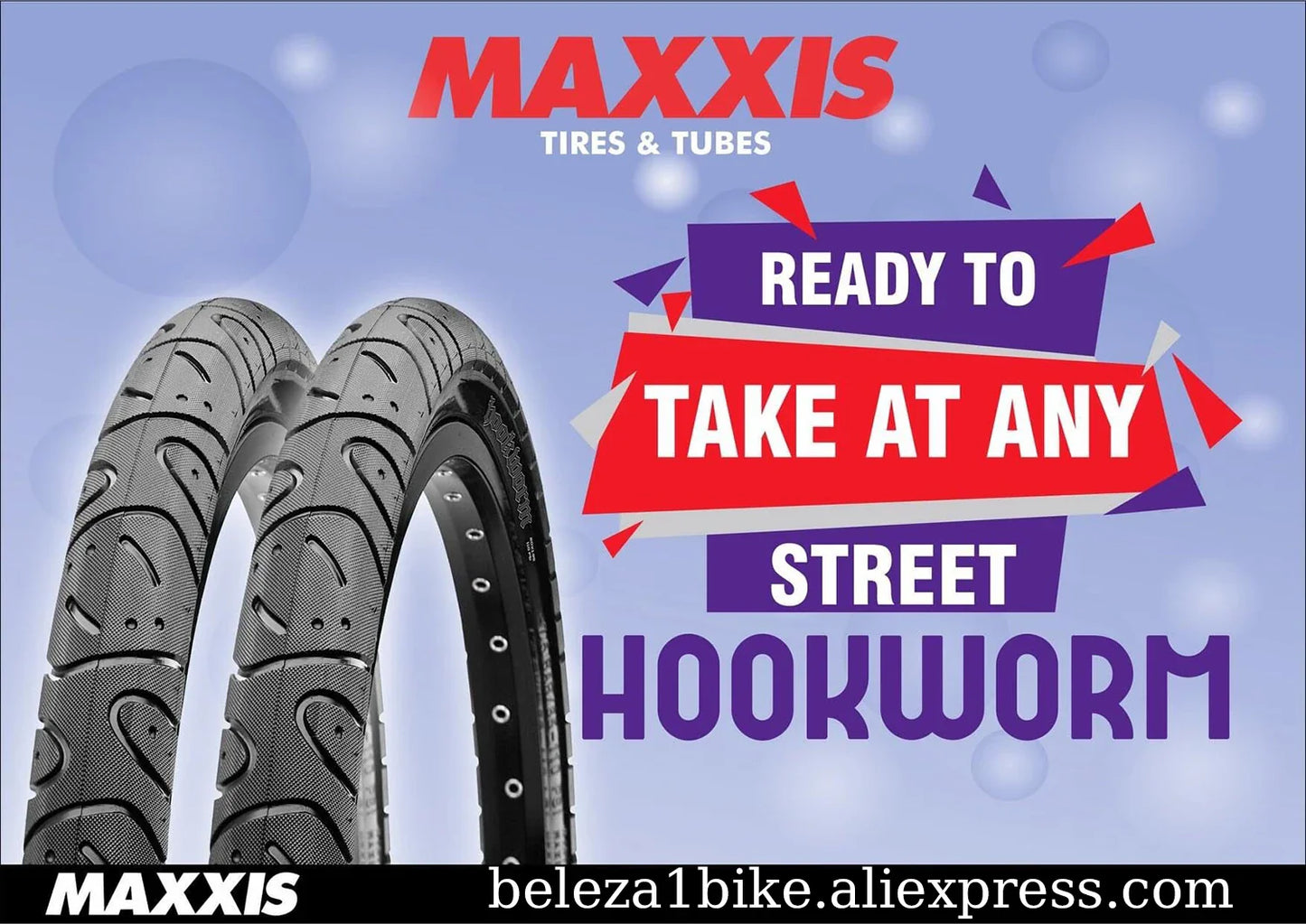 MAXXIS Hookworm BMX Bike Tire – 26x2.5 Wire Bead Clincher for Street, Park & Flatland