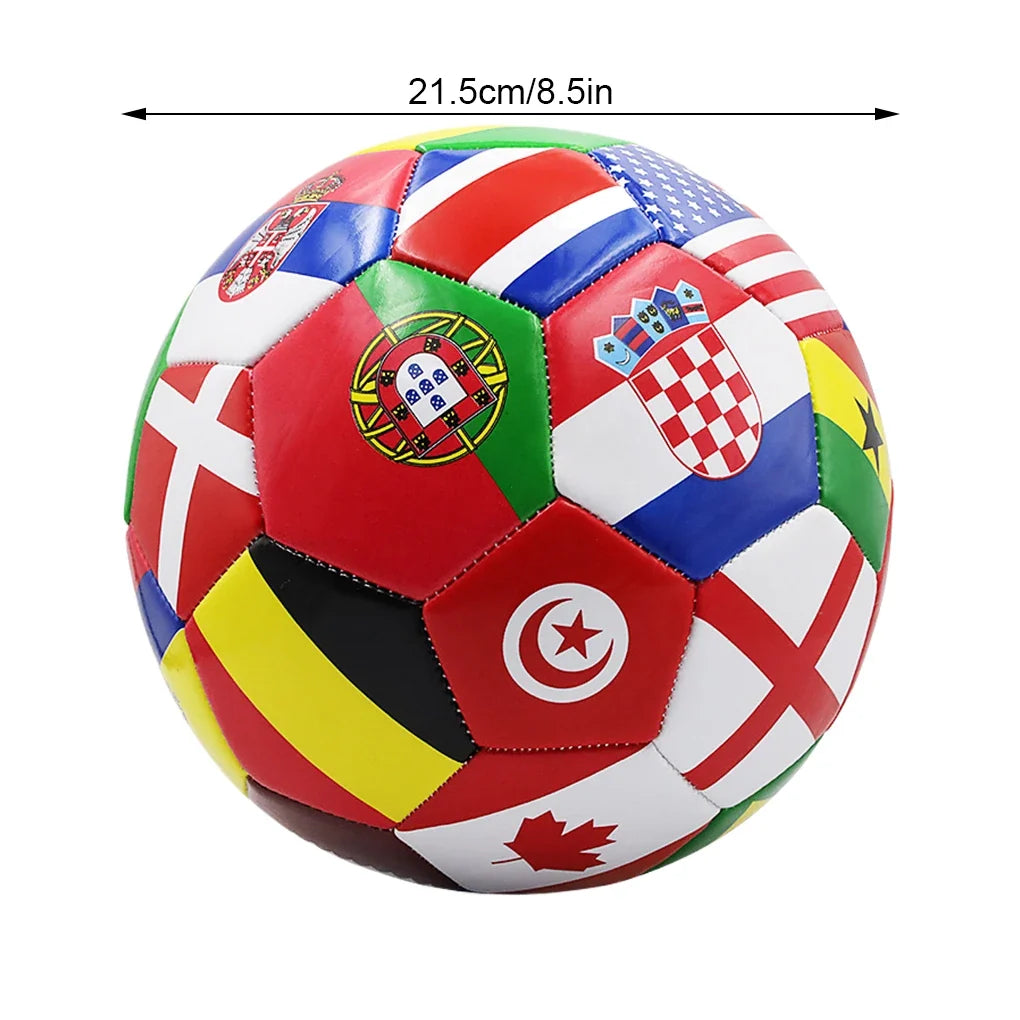 Flag Print Official Size 5 Soccer Ball - PVC Thickened Outdoor Match & Team Training Football