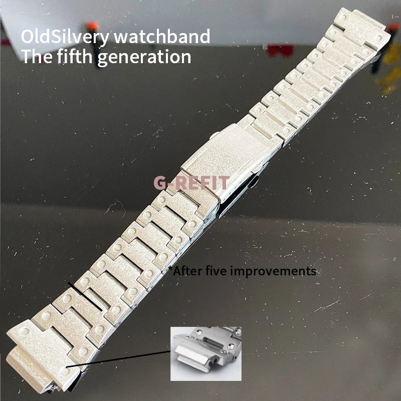 G-Refit V6.0 DW5600 Metal Bezel Kit - Stainless Steel Watch Band Strap & Case Accessories with Tools for GWB5600/GWM5610