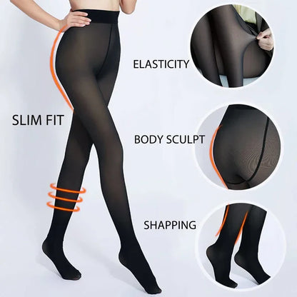 Thick Fleece-Lined Winter Leggings – Women’s Warm Polar Tights, Skin-Effect Pantyhose & Fake Translucent Wool Pants