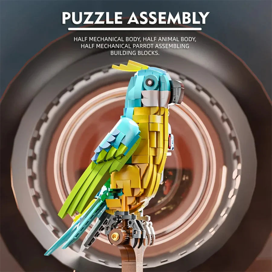 Mechanical Shark & Sea Life Building Blocks Set – Crocodile, Parrot, Mantis, Frog, Manta Ray Toy for Kids