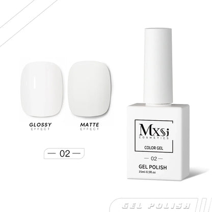 Mxsi 15ml Gel Nail Polish - Neon Brown, Royal Blue, Red, Green & Nude UV Gel Lacquer Colors for Nail Art