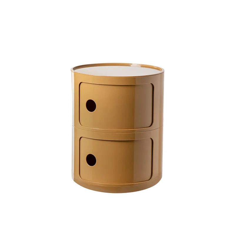 Nordic Minimalist White Bedside Table – Modern Round Plastic Side Cabinet, Small Creative Storage Unit