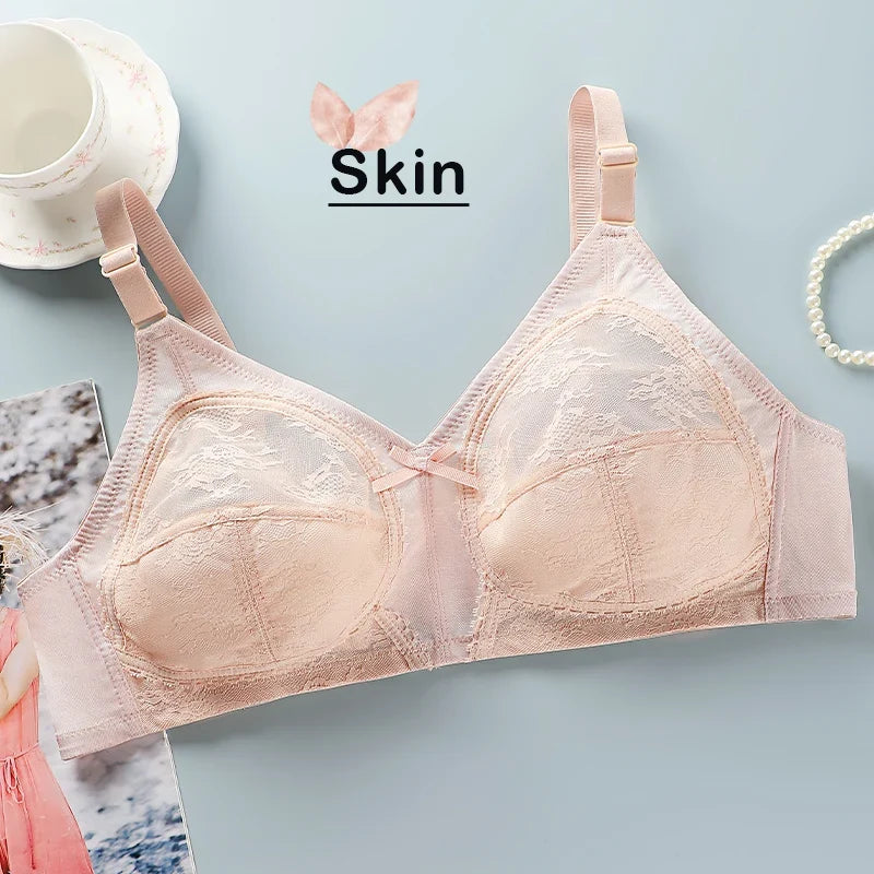 Women’s Lace Wireless Bra - Ultra-Thin Unlined Push-Up Large Bust Bra, Sizes 34-46
