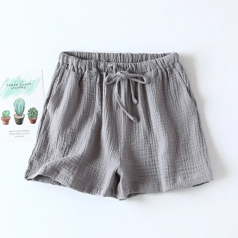 2026 Women's Cotton Crepe Summer Shorts - Loose Fit Plus Size Beach Lounge Pants