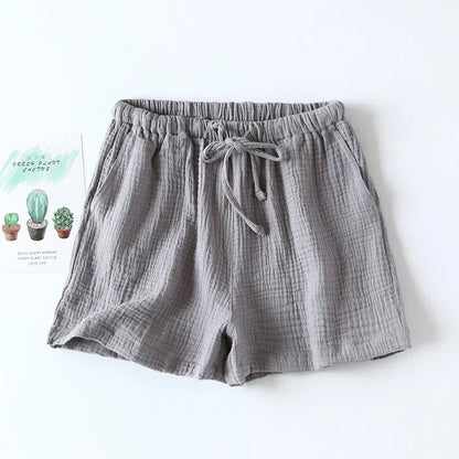 2026 Women's Cotton Crepe Summer Shorts - Loose Fit Plus Size Beach Lounge Pants