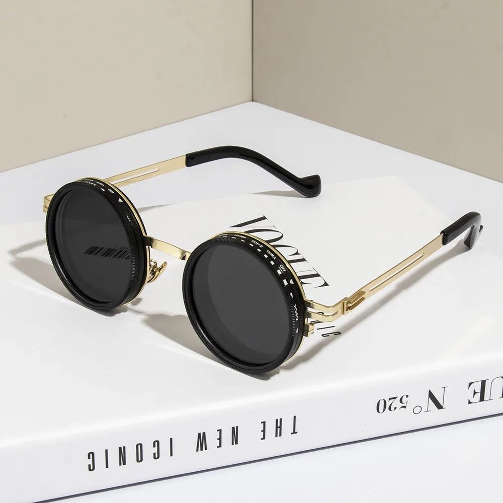 2025 Unisex Handmade ND9 Adjustable Sunglasses – Rotating Lenses with Dimming & Brightness Control