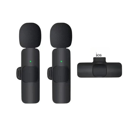 Basix Mini Wireless Lavalier Microphone - Noise Cancelling Portable Mic for iPhone Android Camera Live Interviews