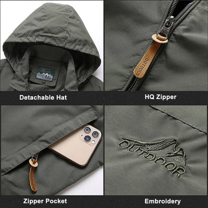 Tactical Windbreaker Jacket for Men - Waterproof Outdoor Hooded Coat | Sports & Military Field Climbing Thin Outwear | European Sizes S-5XL