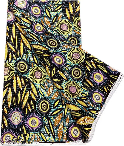 African Real Wax Print Fabric - 6 Yards 100% Cotton Ghana Ankara Loincloth Material