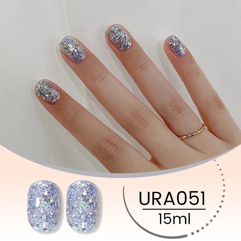 UR SUGAR Champagne Gold Silver Reflective Glitter Gel Nail Polish 15ml - Semi-Permanent Soak Off UV Manicure Art Varnish