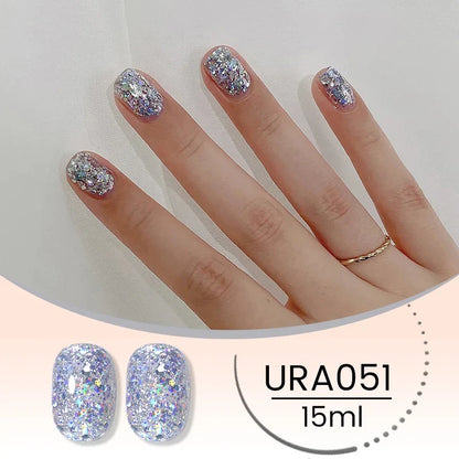 UR SUGAR Champagne Gold Silver Reflective Glitter Gel Nail Polish 15ml - Semi-Permanent Soak Off UV Manicure Art Varnish