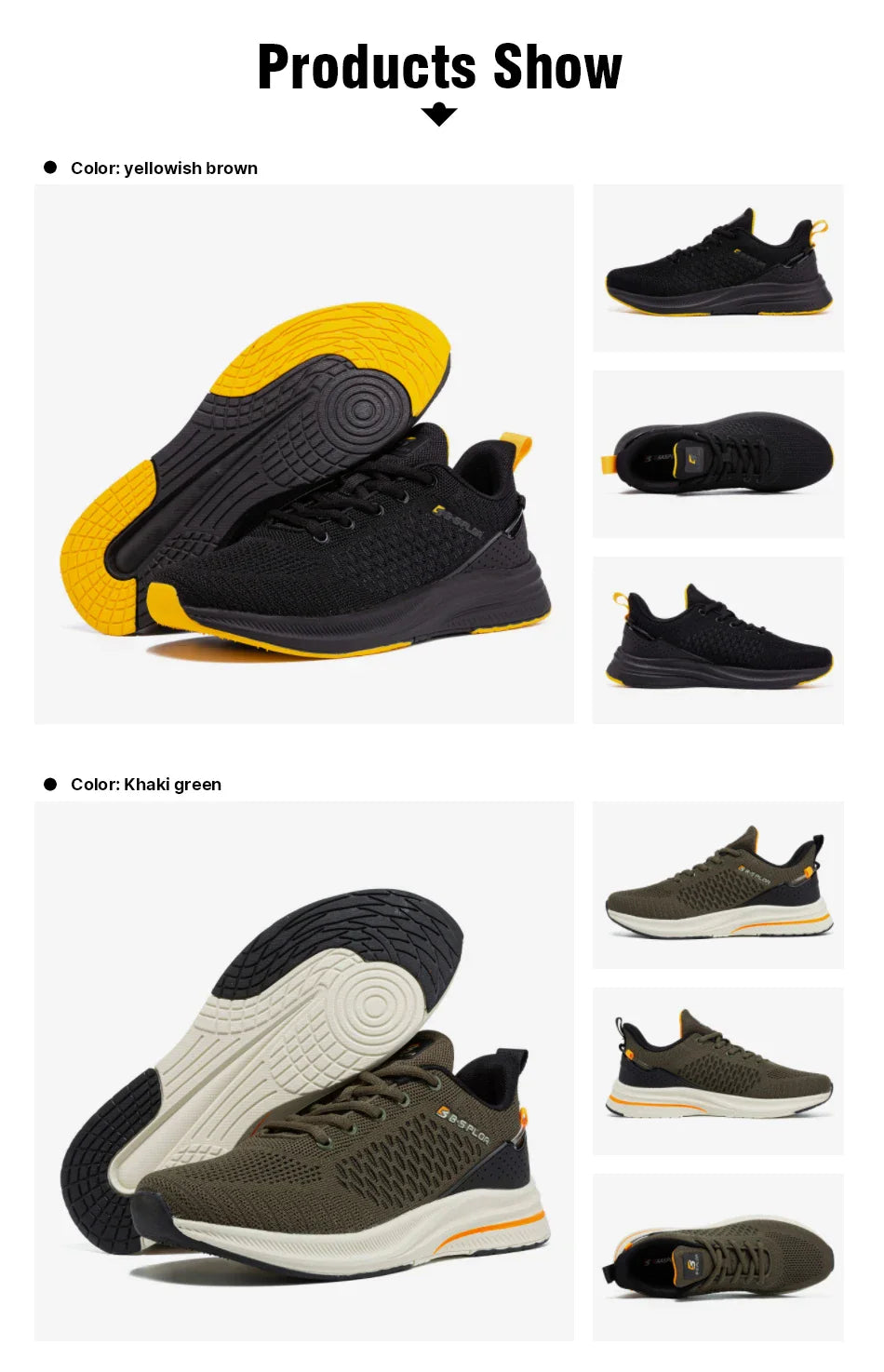 Baasploa Lightweight Running Shoes for Men - 2023 Designer Mesh Lace-Up Sneakers for Outdoor Sports
